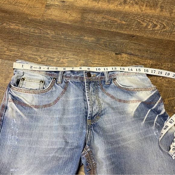 Just Cavalli Embroidered Jeans Straight Leg Contrast Stitch Size 34 Italy 48 - Picture 5 of 16